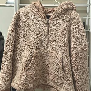 fur half zip hoodie